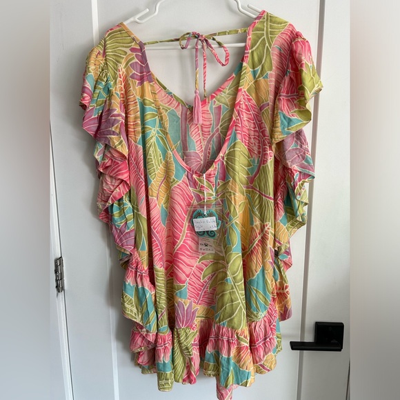 HOT LAVA - PONCHO RUFFLE - TAHITI PINK - S/M - BNWT - Picture 7 of 9